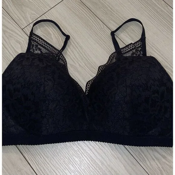 Knix Lace Deep V Bralette Bra Wire Free Womens XL XLarge Black - Picture 3 of 6